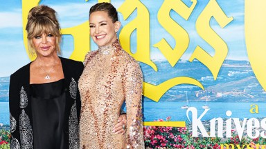 Kate Hudson Poses In Sheer Gold Dress Alongside Mom Goldie Hawn At ‘Glass Onion’ Premiere: Photo