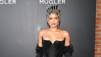 Kylie Jenner Sparkles In Jaw-Dropping Diamond Headpiece & Black Corset Dress At Mugler Exhibition: Photos