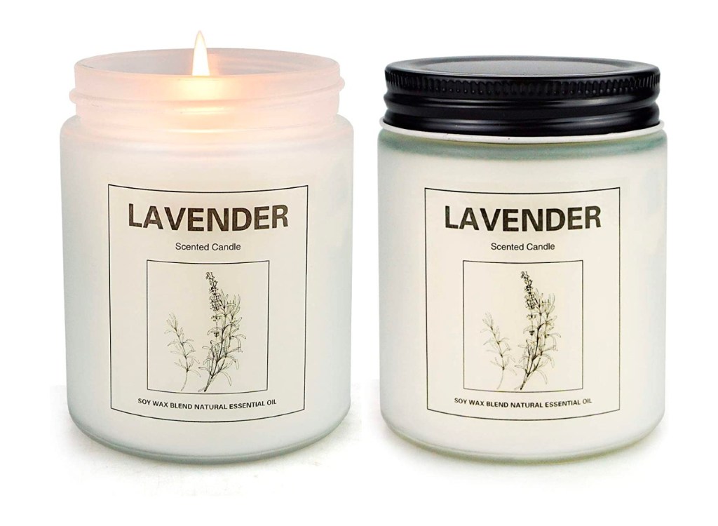 Set of lavender scented candles