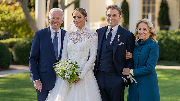 Naomi Biden Stuns In Long Sleeved Lace & Tulle Wedding