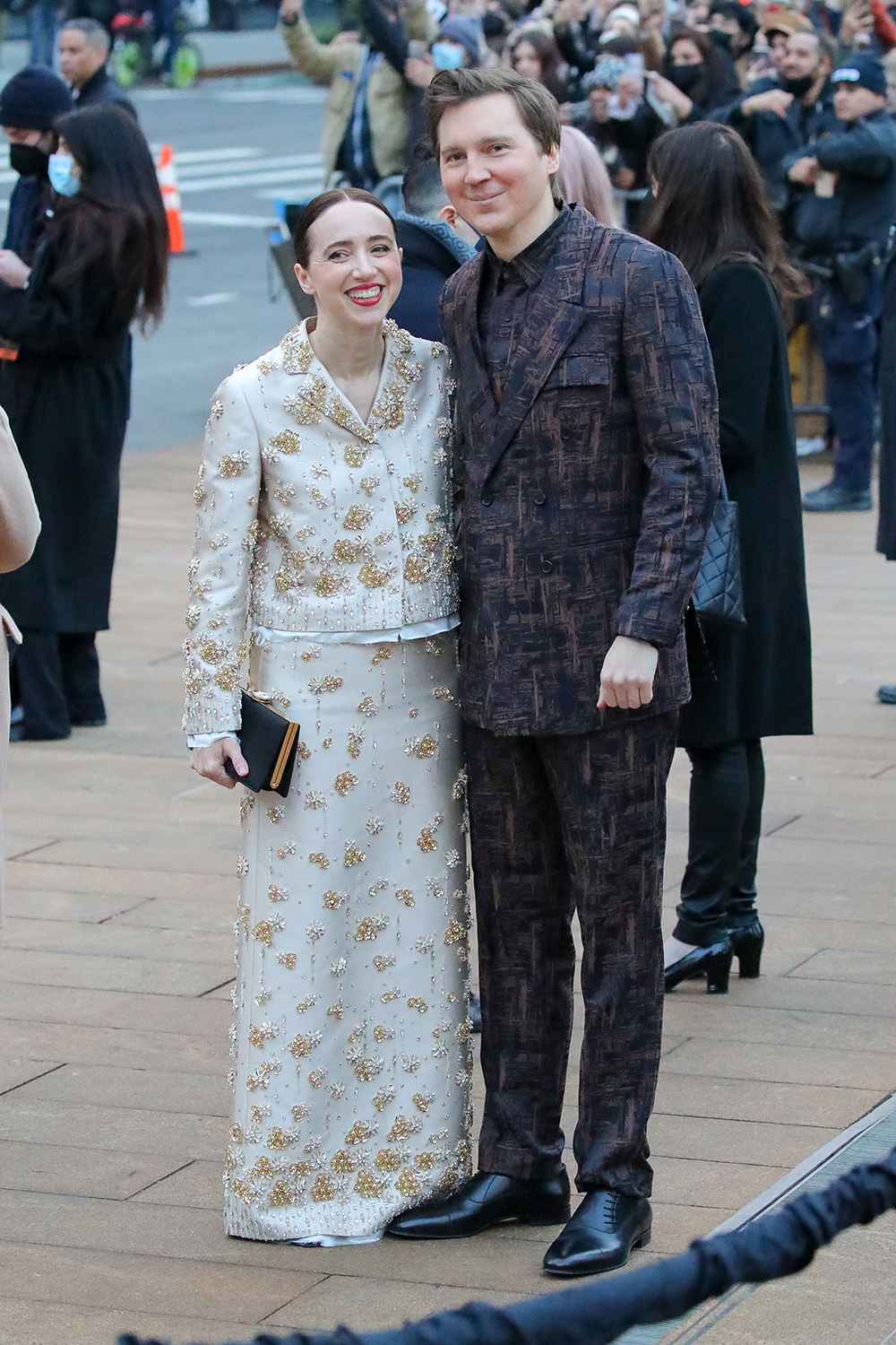 Paul Dano and Zoe Kazan seen posing while attending at The Batman World Premiere in NYC on Mar 01, 2022