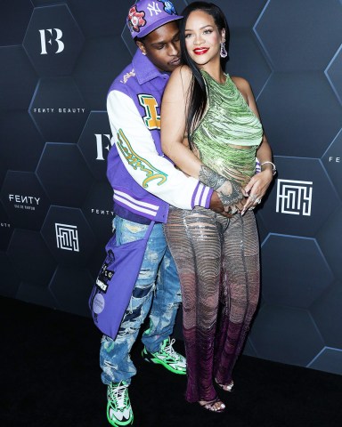 (FILE) Rihanna Gives Birth To First Baby with A$AP Rocky. Rihanna and A$AP Rocky officially welcomed their first child together on May 13, multiple outlets have confirmed. The singer has reportedly given birth to a baby boy in Los Angeles. HOLLYWOOD, LOS ANGELES, CALIFORNIA, USA - FEBRUARY 11: American rapper A$AP Rocky (ASAP Rocky, Rakim Athelaston Mayers) and pregnant girlfriend/Barbadian singer Rihanna (Robyn Rihanna Fenty NH) wearing The Attico arrive at the Fenty Beauty And Fenty Skin Celebration Hosted By Rihanna held at Goya Studios on February 11, 2022 in Hollywood, Los Angeles, California, United States. (Photo by Xavier Collin/Image Press Agency)Pictured: A$AP Rocky,ASAP Rocky,Rakim Athelaston Mayers,Rihanna,Robyn Rihanna Fenty NH Rakim Athelaston MayersRef: SPL5311735 190522 NON-EXCLUSIVEPicture by: Xavier Collin/Image Press Agency/Splash News / SplashNews.comSplash News and PicturesUSA: +1 310-525-5808London: +44 (0)20 8126 1009Berlin: +49 175 3764 166photodesk@splashnews.comWorld Rights, No Italy Rights