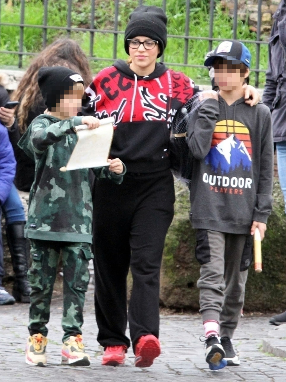 *EXCLUSIVE* Colombian singer Shakira enjoys a fun day with her sons at the Colosseum in Rome