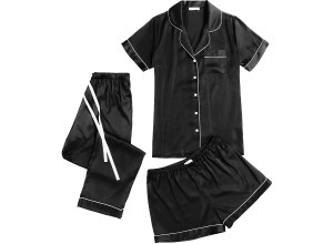 Three-piece silky pajamas