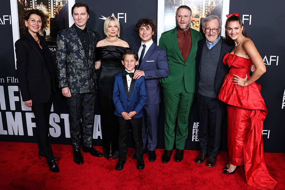 Donna Langley, Paul Dano, Michelle Williams, Mateo Zoryna Francis-DeFord, Gabriel LaBelle, Seth Rogen, Steven Spielberg and Chloe East arrive at the 2022 AFI Fest - Closing Night Special Screening Of Universal Pictures' 'The Fabelmans' held at the TCL Chinese Theatre IMAX on November 6, 2022 in Hollywood, Los Angeles, California, United States.
2022 AFI Fest - Closing Night Special Screening Of Universal Pictures' 'The Fabelmans', Tcl Chinese Theatre Imax, Hollywood, Los Angeles, California, United States - 06 Nov 2022