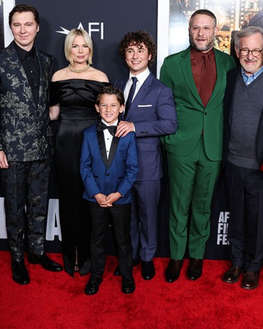 Donna Langley, Paul Dano, Michelle Williams, Mateo Zoryna Francis-DeFord, Gabriel LaBelle, Seth Rogen, Steven Spielberg and Chloe East arrive at the 2022 AFI Fest - Closing Night Special Screening Of Universal Pictures' 'The Fabelmans' held at the TCL Chinese Theatre IMAX on November 6, 2022 in Hollywood, Los Angeles, California, United States.
2022 AFI Fest - Closing Night Special Screening Of Universal Pictures' 'The Fabelmans', Tcl Chinese Theatre Imax, Hollywood, Los Angeles, California, United States - 06 Nov 2022