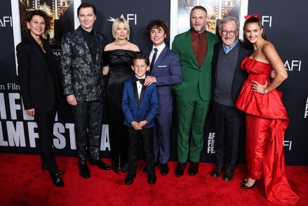 Donna Langley, Paul Dano, Michelle Williams, Mateo Zoryna Francis-DeFord, Gabriel LaBelle, Seth Rogen, Steven Spielberg and Chloe East arrive at the 2022 AFI Fest - Closing Night Special Screening Of Universal Pictures' 'The Fabelmans' held at the TCL Chinese Theater IMAX on November 6, 2022 in Hollywood, Los Angeles, California, United States.  2022 AFI Fest - Closing Night Special Screening Of Universal Pictures' 'The Fabelmans', Tcl Chinese Theater Imax, Hollywood, Los Angeles, California, United States - 06 Nov 2022