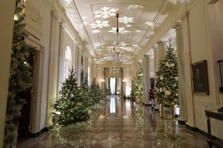 Holiday decorations are seen at the White House in Washington on November 30, 2022. Jill Biden chose a "We the People" theme to deck the White House halls and to remind Americans of what unites them throughout the year, especially during the holidays.
White House Holiday Decor Preview - Washington, United States - 28 Nov 2022