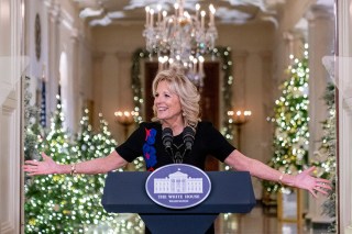 First lady Jill Biden speaks at an unveiling of this year's White House holiday theme and seasonal decor in the East Room at the White House in Washington
Jill Biden, Washington, United States - 28 Nov 2022