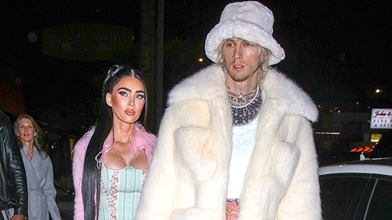 Megan Fox Wears Silver Miniskirt & Low Cut Top To Dinner With MGK ...