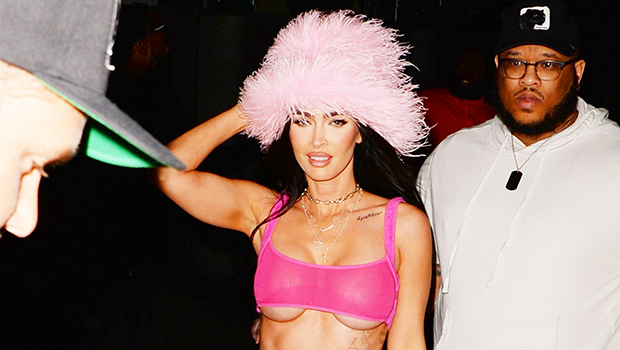 Megan Fox Channels Pamela Anderson In Furry Hat Paired With Pink Crop Top & Pants: Photos