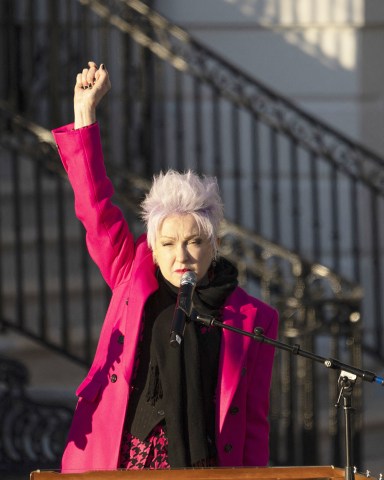 Musician Cyndi Lauper performs before United States President Joe Biden hosts a ceremony to sign the Respect for Marriage Act on the South Lawn of the White House in Washington, DC on Tuesday, December 13, 2022. Credit: Chris Kleponis / Pool via CNP
President Joe Biden hosts a ceremony to sign the Respect for Marriage Act, Washington, United States - 13 Dec 2022