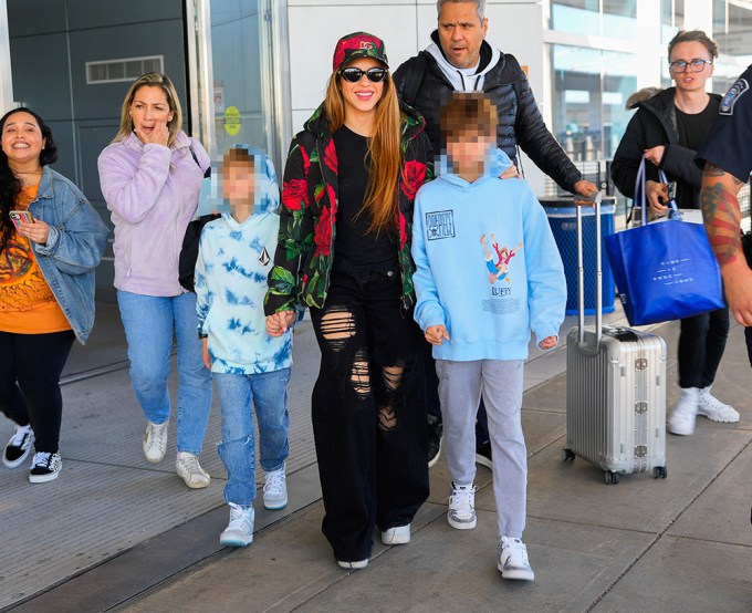 Shakira & Her Boys Arrive At JFK