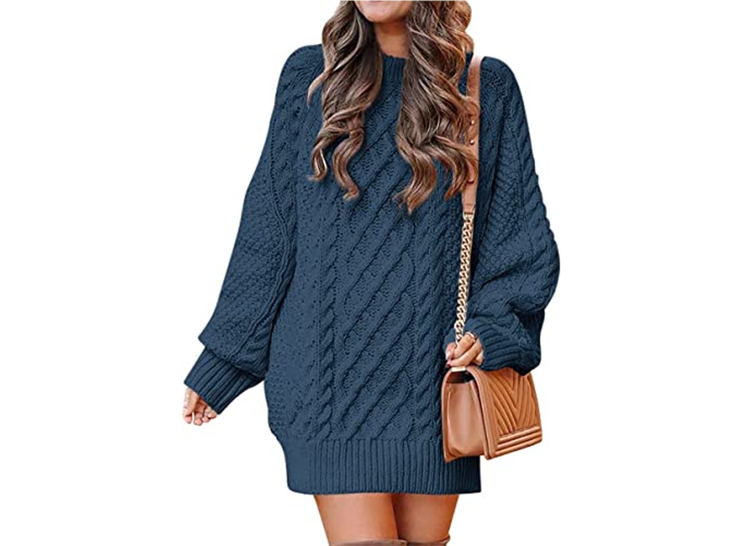 Oversized Cable Knit Chunky Sweater Dress