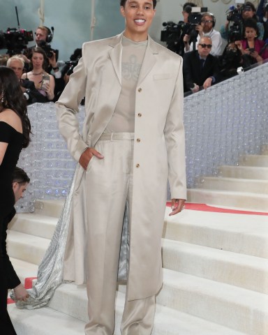 Brittney Griner
The Metropolitan Museum of Art's Costume Institute Benefit, celebrating the opening of the Karl Lagerfeld: A Line of Beauty exhibition, Arrivals, New York, USA - 01 May 2023
Wearing Calvin Klein
