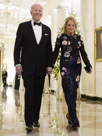President Joe Biden and First Lady Jill Biden arrive to host a reception for Kennedy Center Honorees in the East Room of the White House in Washington, DC on Sunday, December 4, 2022.  The Honorees are actor and filmmaker George Clooney, singer-songwriter Amy Grant, singer Gladys Knight, composer Tania Leon, and Irish rock band U2, comprised of band members Bono, The Edge, Adam Clayton, and Larry Mullen Jr.
Kennedy Honors, Washington, District of Columbia, United States - 04 Dec 2022