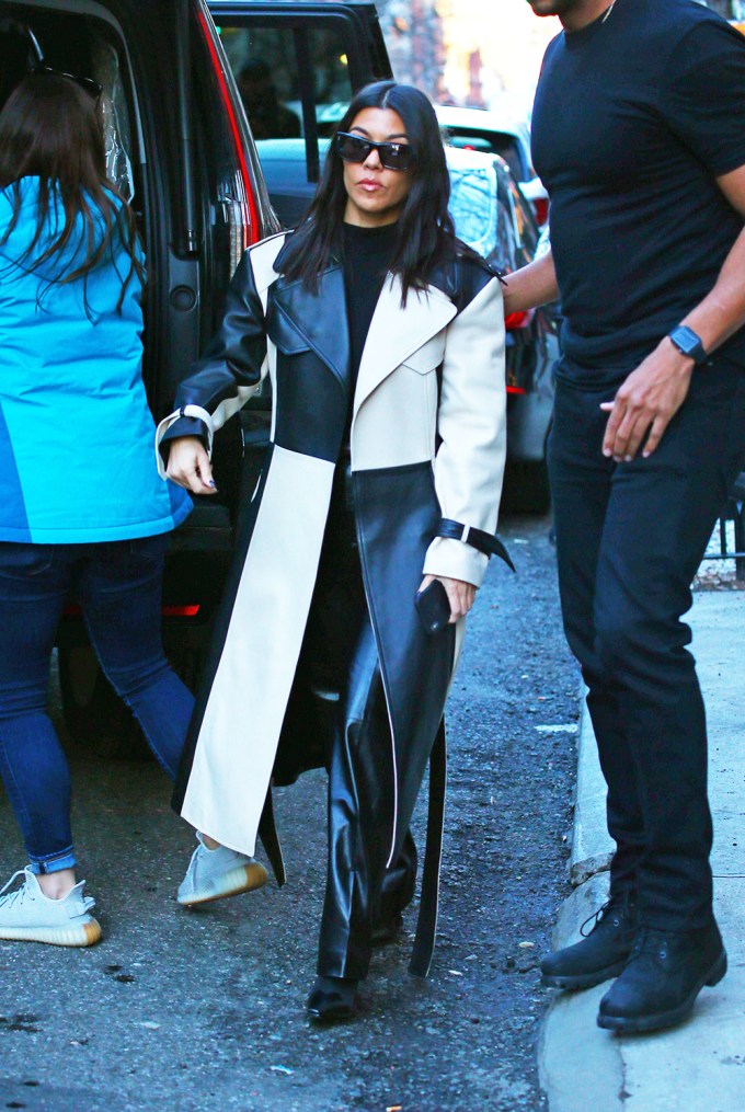Kourtney Kardashian In Patterned Coat