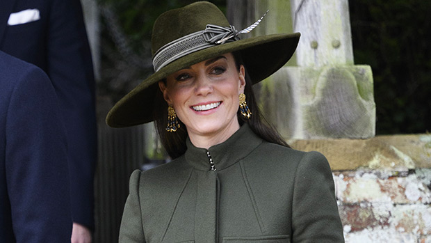 Kate Middleton Is Festive In Green Coat & Matching Hat For First Royal Christmas Without The Queen: Pics