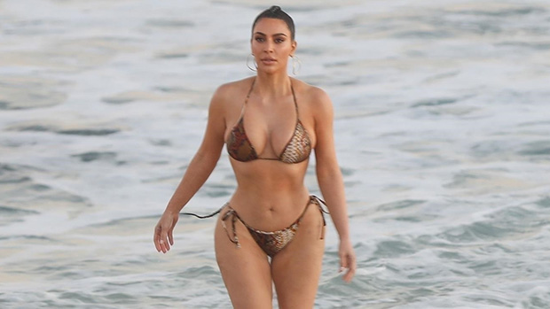 Kim Kardashian's Wet White Bikini Is See Through On Beach: Photos