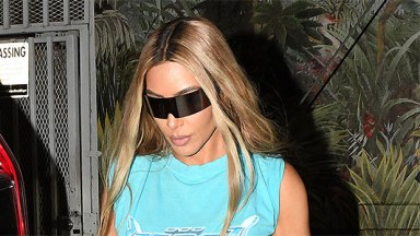 Kim Kardashian Rocks Aqua Crop Top, Leather Pants At Art Basel: Photos – Hollywood Life
