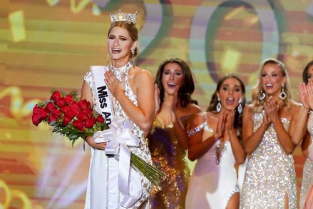 Miss Wisconsin Grace Stanke, left, acknowledges the audience moments after she was crowned as Miss America 2023 during the Miss America competition at the Mohegan Sun casino, in Uncasville, Conn
Miss America, Uncasville, United States - 15 Dec 2022