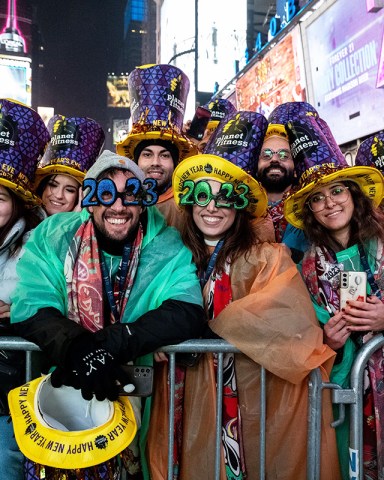 Revelers wait for the ball to drop on New Year's Eve in Times Square in New York City on Saturday, December 31, 2022.
New Years Eve in Times Square, New York, United States - 31 Dec 2022