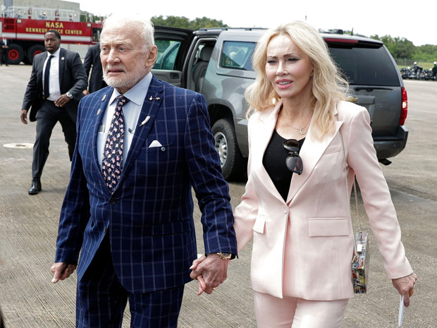 Buzz and Anca at an anniversary celebration of the Apollo 11 mission. (John Raoux/AP/Shutterstock)