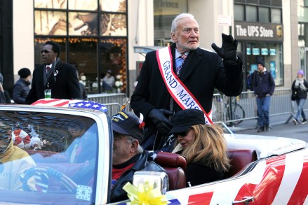 Former astronaut Buzz Aldrin is the Grand Marshall at the 99th Veterans Day Parade on Fifth Avenue in New York City./Former astronaut Buzz Aldrin is the Grand Marshal at the 99th Veterans Day Parade on Fifth Avenue in New York City.Veterans Day Parade 2017 in New York, New York City, New york, United States of America - 11 Nov 2017