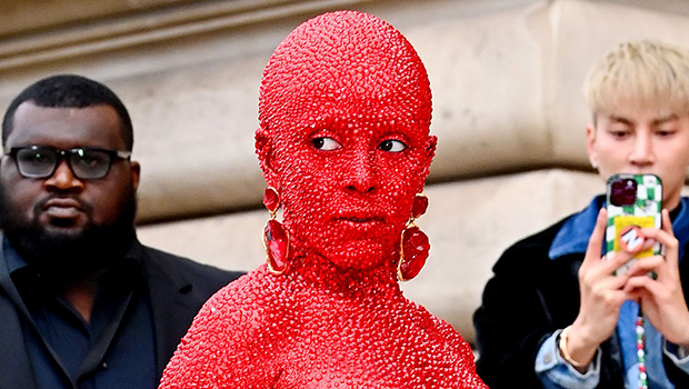 Doja Cat Covers Her Body In 30,000 Red Swarovski Crystals For Paris Fashion Week: Photos