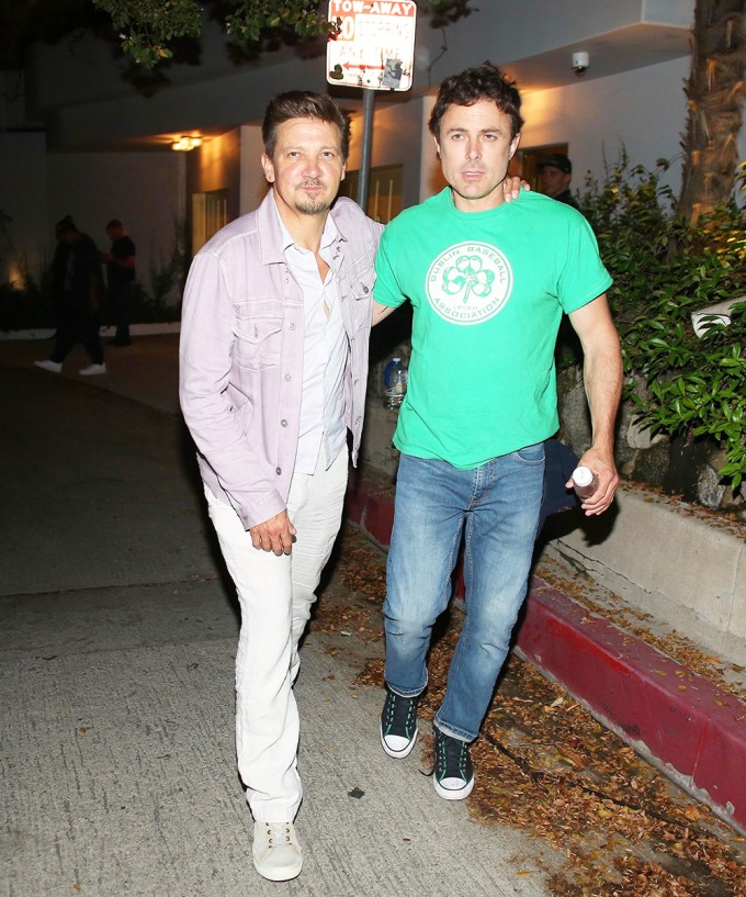 Jeremy Renner & Casey Affleck attending Kate Beckinsale’s birthday party