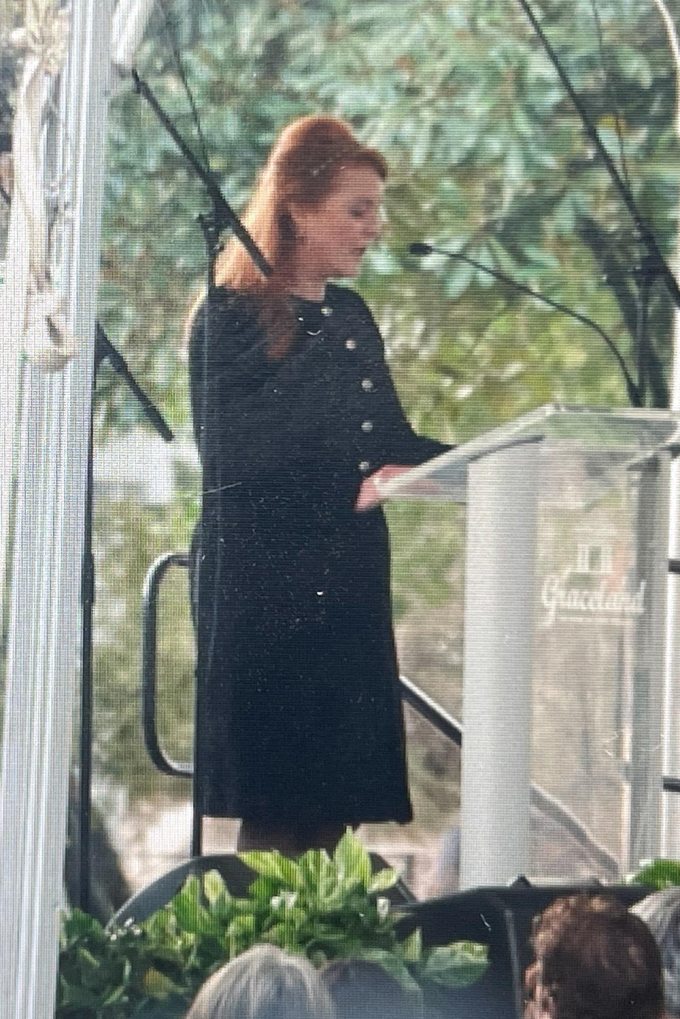 Sarah Ferguson speaks at service for Lisa Marie Presley