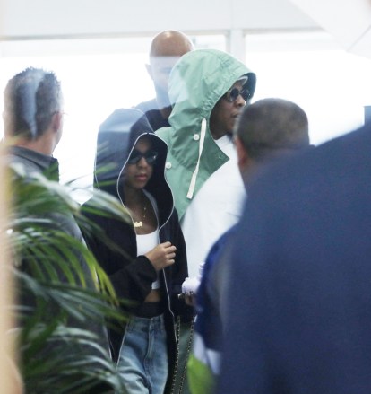 Jay Z seen arriving at Barcelona airport for his wife Beyonce's concerts in the city. He was joined by daughter Blue Ivy. 08 Jun 2023 Pictured: Jay Z and Blue Ivy. Photo credit: Emilio Utrabo / MEGA TheMegaAgency.com +1 888 505 6342 (Mega Agency TagID: MEGA992500_008.jpg) [Photo via Mega Agency]
