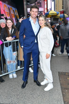 Zach Shallcross and Kaity Biggar exit the Good Morning America studios on March 28, 2023 in New York City.
'Good Morning America' TV show, New York, USA - 28 Mar 2023