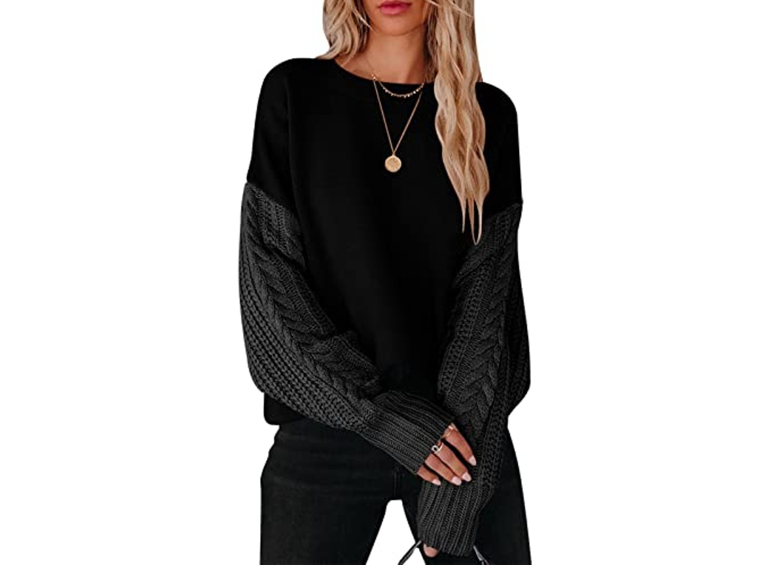 Chunky contrast knit sweater