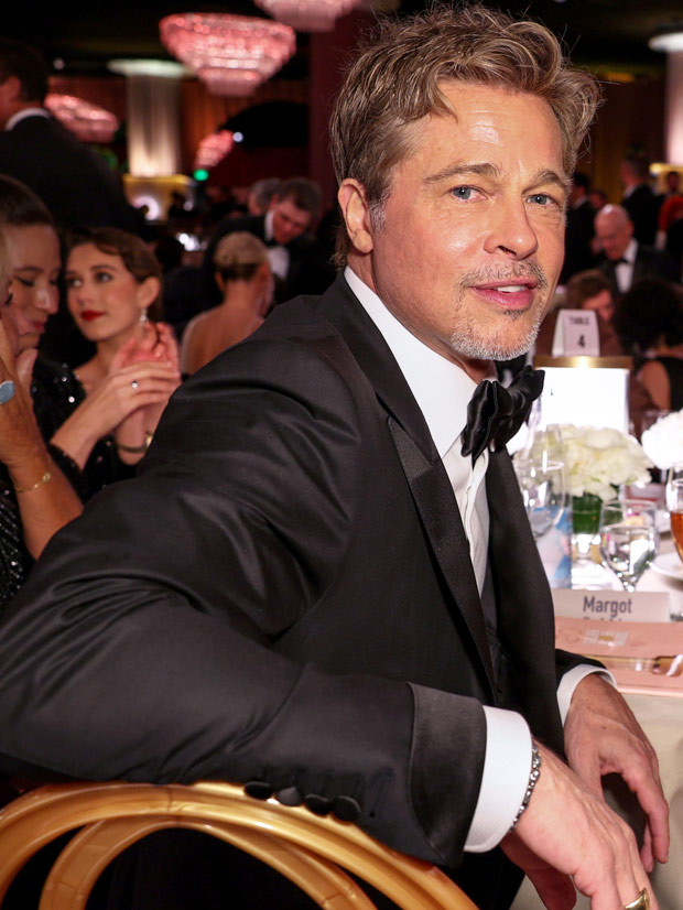 Brad Pitt Rocks Shortest Hair Makeup At Golden Globes Before And After