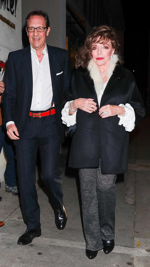 Joan Collins 89 Glows On Dinner Date With Husband Percy Gibson 47 In West Hollywood Photos 8325