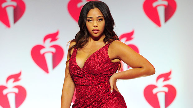 Jordyn Woods’ Plunging Red Dress & Matching Wig: Photos – Hollywood Life