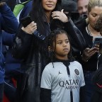 Kim Kardashian and Saint attend the Uber Eats Ligue 1 league match in Paris