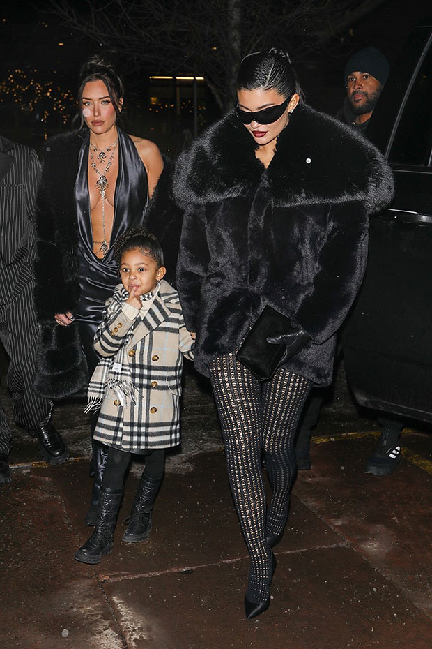 Kylie Jenner In Mesh Bodysuit With Stormi And Kendall On Nye Photos