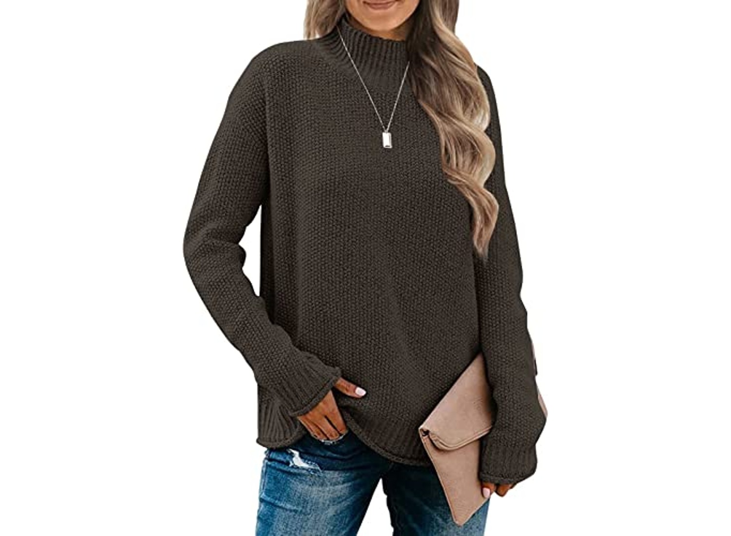 Casual Loose Knit Turtleneck Pullover