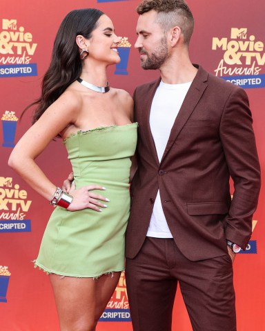 In this image released on June 5, Natalie Joy and Nick Viall arrive at the 2022 MTV Movie And TV Awards: UNSCRIPTED held at The Barker Hangar in Santa Monica, Los Angeles, California, United States.
2022 MTV Movie And TV Awards: UNSCRIPTED, The Barker Hangar, Santa Monica, Los Angeles, California, United States - 06 Jun 2022