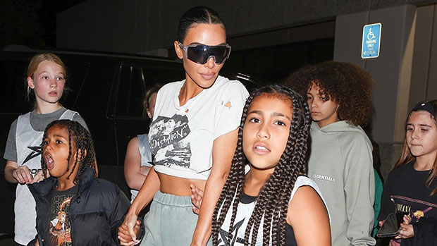 Kim Kardashian Rocks Adidas Yeezy Slides & Skims Top at Daughter North  West's Basketball Game