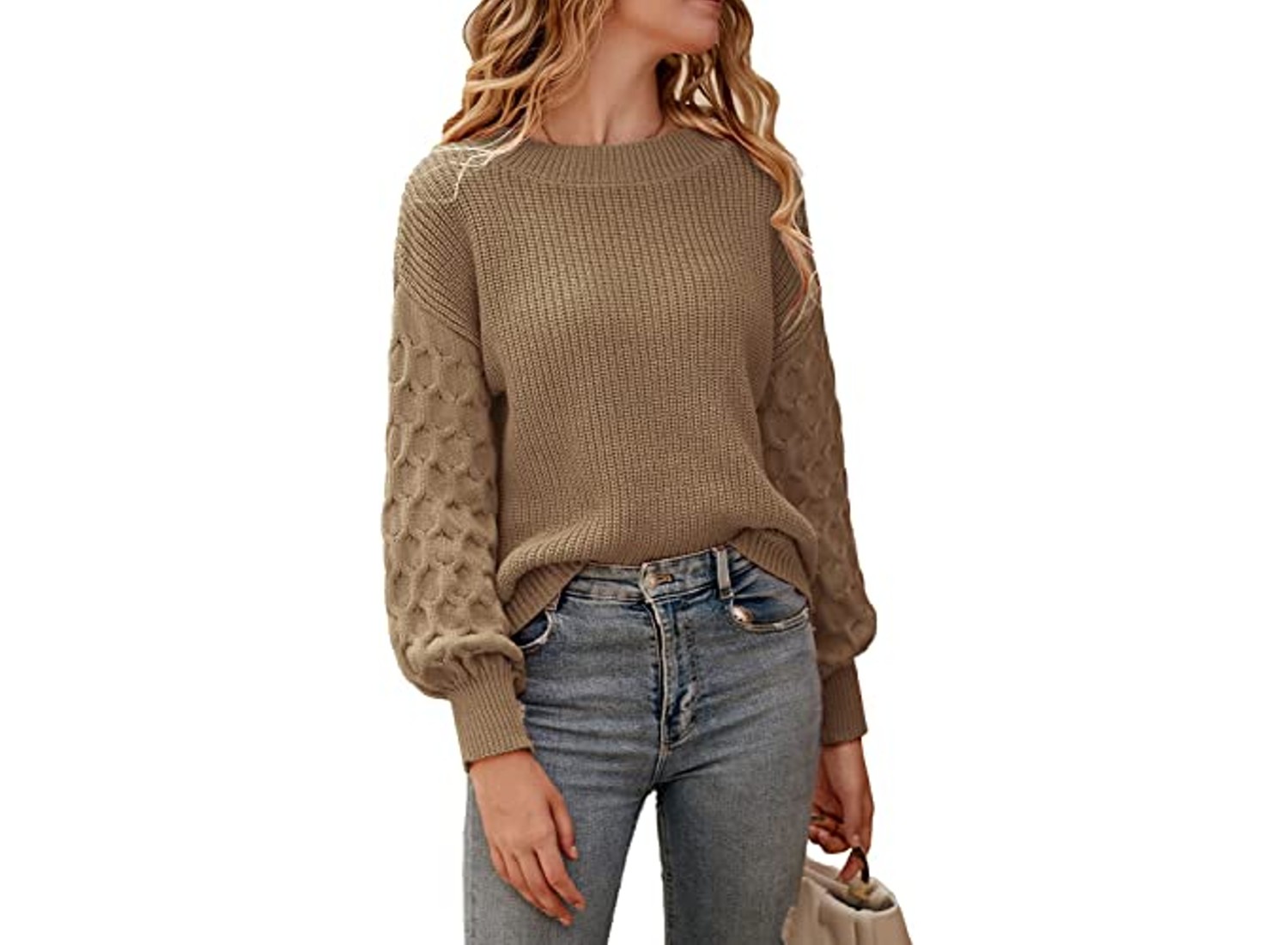 Loose Chunky-Knit Crewneck Sweater