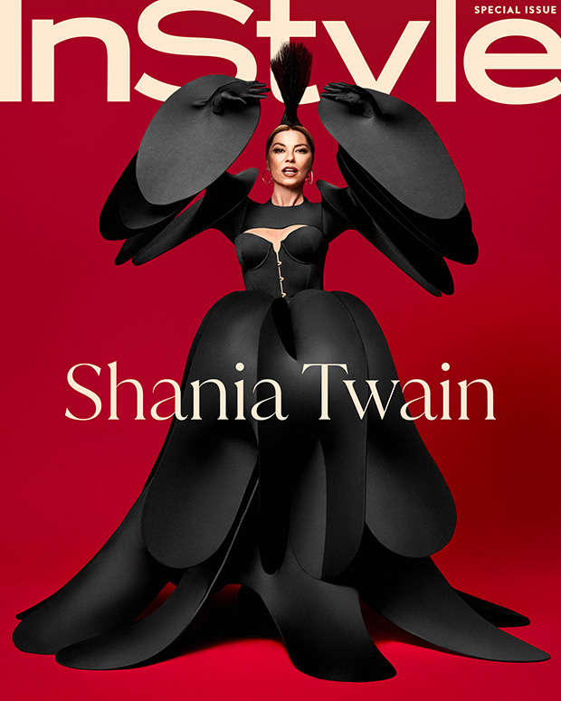 Shania Twain s Corset Top Sheer Dress InStyle Magazine Cover