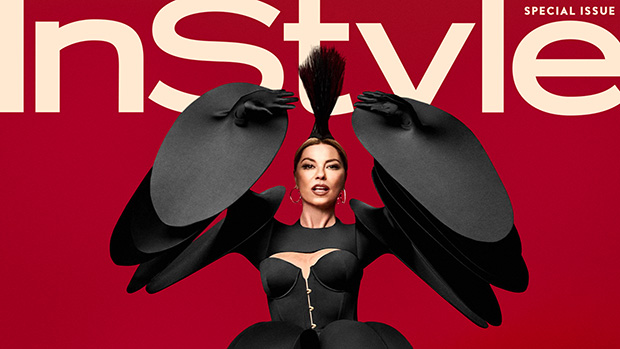 Shania Twain s Corset Top Sheer Dress InStyle Magazine Cover