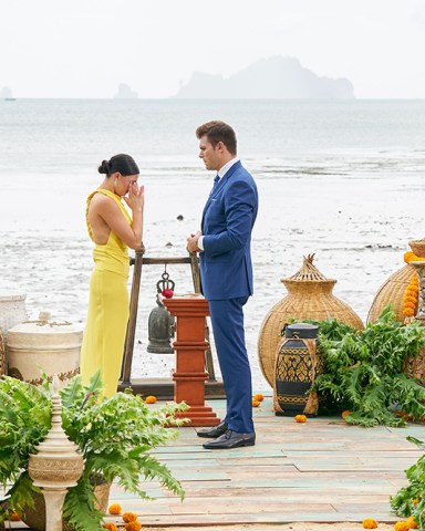 THE BACHELOR - “Finale and After the Final Rose” - It’s a crucial week in Thailand as Zach introduces Gabi and Kaity to his family. A live studio audience watches as Jesse Palmer sits down with Zach and his three final women to watch the emotional conclusion of his journey. MONDAY, MARCH 27 (8:00-11:00 p.m. EDT), on ABC. (ABC/Craig Sjodin)
GABI, ZACH SHALLCROSS