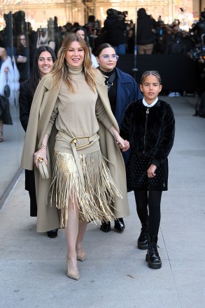 Ellen Pompeo all smiles arriving with her son at the Michael Kors Fashion Show in New York City for Fashion WeekPictured: Ellen PompeoRef: SPL5522669 150223 NON-EXCLUSIVEPicture by: Elder Ordonez / SplashNews.comSplash News and PicturesUSA: +1 310-525-5808London: +44 (0)20 8126 1009Berlin: +49 175 3764 166photodesk@splashnews.comWorld Rights, No Poland Rights, No Portugal Rights, No Russia Rights