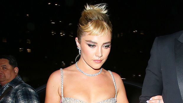Florence Pugh Sparkles In Pink & Silver Mini Dress For BAFTAs After Party