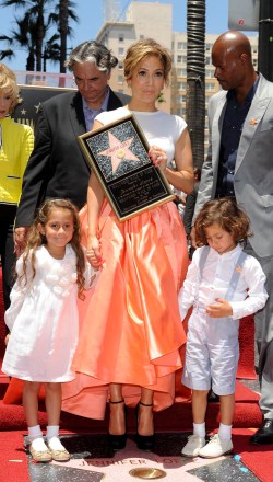 Jennifer Lopez, Max, Emme Maribel at the Induction Ceremony for Star on the Hollywood Walk of Fame for Jennifer Lopez, Hollywood Blvd., Hollywood Blvd., Los Angeles, CA June 20, 2013.  Photo by: Elizabeth Goodenough / The Everett Collection