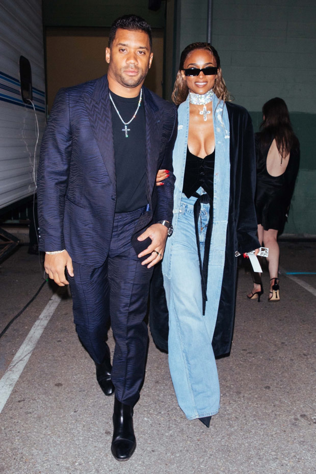 Ciara's Plunging Black Top & Baggy Jeans With Russell Wilson